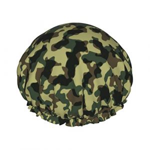 Bonnet de douche camouflage Ensemble de 1 bonnet de bain extensible à grande ouverture avec corde élastique Bonnet de bain imperméable à double couche Bonnet de bain réutilisable pour dames hommes e (DoubleShopShow, neuf)