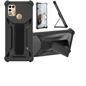 bojioderf Coque pour Infinix Hot 11 Play Coque &Eacute;tui Case Cover Hybride [avec Protection d'&eacute;cran en Verre tremp&eacute;] [support magn&eacute;tique Pliable] [givr&eacute; r&eacute;sistant aux Empreintes digitales] Noir (Oujietong, neuf)