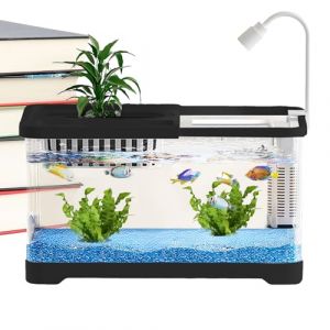 Small Fish Tank Aquarium - Betta Landscape Bowl Kit, Clear Habitat Set | Mini Aquarium Container Starter Package, Système D'alimentation De Bureau Configuration Avec Affichage Élégant Pour Guppy Creum (fegayut, neuf)