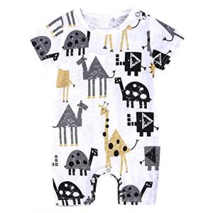 Body Manche Courte Bebe Garcon 0-18 Mois ete Dessin animé Animal Camion Lettre Combinaison Bebe Garcon Mignon Barboteuse Bebe Fille Respirant Vetement Unisexe Pyjama Enfant Garcon (Grey, 12-18 Mois) (Tioiru, neuf)