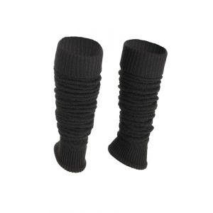 Ateena Jambières en Laine pour Dames, d'Hiver en Tricot Doux au Crochet à Motif à Chevron, Femmes Guêtres pour la Danse, Ballet, Poignets de Bottes Chunky, S/M size, Noir (bwtrading, neuf)