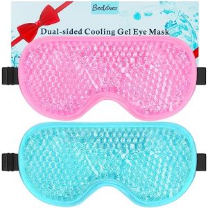 BeeVines Masque Yeux Froid, 2 Packs Masque Des Yeux Gel pour les Yeux, Masques de Sommeil Glacés, Masque Gel Compresse Chaud et Froid Post-Chirurgie, Allergies, Sinus et Migraines (Bleu & Rose) (BeeVines, neuf)