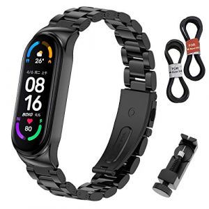 BDIG Bracelet pour Xiaomi Mi Band 6 Bracelet Mi Band 5 Metal, Ajustable en Acier Inoxydable Watch Bracelet de Remplacement pour MiBand 4/Mi Band 3 (WindRen EU, neuf)