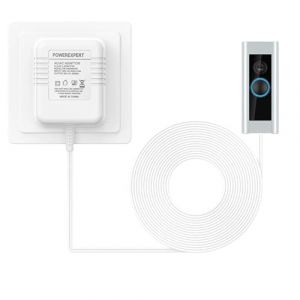 Ynzeyx Adaptateur Secteur pour Sonnette Vidéo, 24V 500MA Transformateur de Sonnette de porte Compatible avec Ring Door Bell Video doorbell 2 Pro (3m/118in White) (Ynzeyx, neuf)