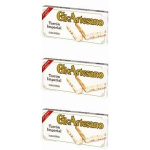 Lot de 3 comprim&eacute;s de nougat dur aux amandes 200 gr. Sans sucre - Turron Espagnol L'artisan (turronesydulces, neuf)