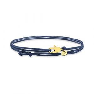 Nato Cuff - Bracelet Wrap double tour Nylon - Fait Main en France - Ajustable- Bijou Homme ou Femme (Blue/Gold) (Nato Cuff, neuf)
