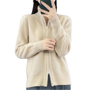 Alloaone Cardigan en Laine &Agrave; Col Montant pour Femme, Fermeture &Eacute;clair, Ample, Manches Longues, Tricot en Cachemire, Pull &Agrave; Bascule (xiaokuihua, neuf)