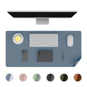 Phoraego Sous-main Bureau, Tapis de bureau en cuir PU, grand tapis de souris, protection de bureau antidérapant, bloc de bureau imperméable pour bureau et maison (bleu, 60 x 35 cm) (TangHaopeijian, neuf)