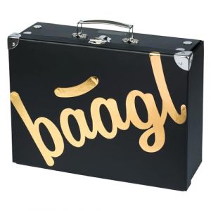 Baagl Valise pour enfants pour jouets et fournitures scolaires, mallette en carton, valise &agrave; jouets, valise de jeu, valise pliable pour enfant, valise pliante avec poign&eacute;e en m&eacute;tal, or, m, Moderne (PRESCO GROUP A.S., neuf)