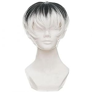 NEZIH Anime Coser Wig Tokyo Ghoul Re Kaneki Ken Sasaki Hause Black Blanc Mélanger À La Chaleur Courte Résistant À La Chaleur Cheveux Pelucas Anime Cosplay Costume Perruques Accessoires (feihanshangmaoUKshop, neuf)