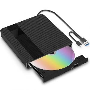 BNEHHOV Lecteur CD DVD Externe avec USB 3.0 Type-C Graveur DVD Externe CD DVD +/-RW Lecteur Portable pour Ordinateur Portable Bureau PC et Mac OS pour MacBook pour Windows 11/10/8/7/XP Linux OS (DOUBLE CHOW LIMITED, neuf)
