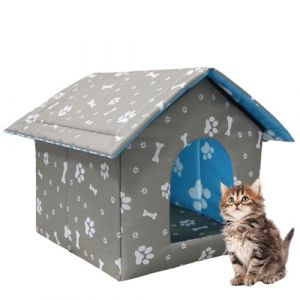MUYYIKA Niche pour Chat pour Ext&eacute;rieur Imperm&eacute;able R&eacute;sistant au Vent et aux Intemp&eacute;ries Niche pour Chat en Tissu Douce et Chaude pour Animaux Domestiques Niche pour Chien avec Coussin Amovible (S (MUYII EU, neuf)