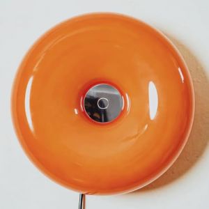 Applique Murale Moderne Orange Lampe Donut Lampe Murale en Verre LED Champignon Touch Ronde Lampe de Chevet avec Câble 3000K-6000K Lampe de Nuit Donut Lampe de décoration intérieure pour Salon Bureau (AMZ-0, neuf)