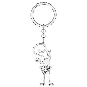 RAIDIN Porte-clés en acier inoxydable orang-outan singe animal mignon vie sauvage Bijoux Cadeaux pour femmes Filles Porte-monnaie pour clés de voiture (Argent-204) (RAIDIN, neuf)