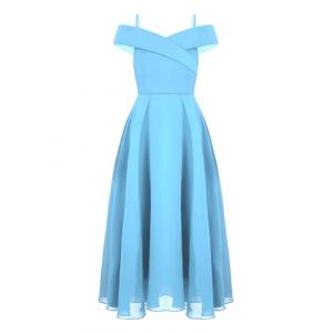 Riismen Longue Robe De Soir&eacute;e Cocktail Enfant Fille Robe De C&eacute;r&eacute;monie Bapt&ecirc;me Mariage Tenue Demoiselle d'honneur Princesse Bleu Clair 15-16 Ans (Riismen, neuf)