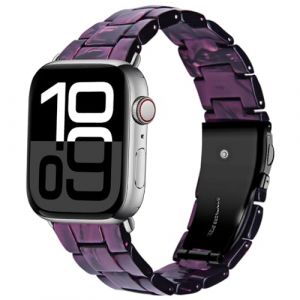 Miimall Bracelet en Resine Compatible avec Apple Watch SE 40mm, Bracelet pour Apple Watch 10 42mm avec M&eacute;tal Boucle en Acier Inoxydable Strap pour iWatch Series 11 42mm Band Femme, Violet (Miimalleu, neuf)