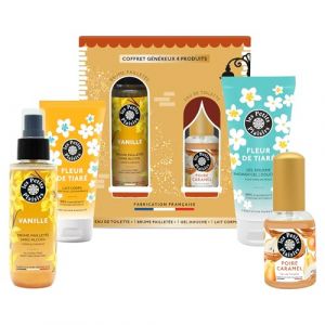 Coffret Cadeau Les Petits Plaisirs &ndash; Le Village des Senteurs Poire Caramel &ndash; Eau de toilette 30ml, Brume paillet&eacute;e, Gel douche & Lait corps &ndash; Fabriqu&eacute; en France (Les Petits Plaisirs France, neuf)