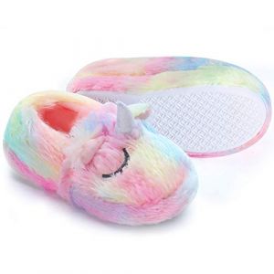 Dream Bridge Pantoufles en peluche pour filles et gar&ccedil;ons Chaussures en forme de licorne multicolore, licorne rose, 32 EU (Nine Star2018, neuf)