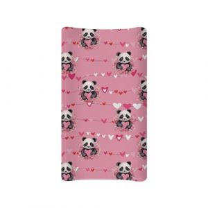 BYCHECAR Housse de matelas &agrave; langer panda pour la Saint-Valentin - Housse de matelas &agrave; langer extensible douce et respirante - Rose (BYCHECAR, neuf)