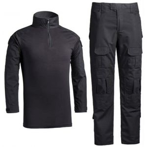 Czen Chemise de Combat militaire pour hommes uniforme tactique chemises à manches longues pantalon costume Airsoft BDU chemise Paintball tenue de Camouflage (Black, L) (Higold, neuf)