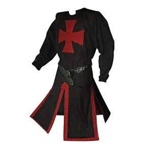 Feynman Costume de chevalier médiéval, templier, chevalier croisé, tunique viking, temple, pour carnaval, cosplay, jupe d'arme, pour homme, noir, taille (Feynman-EU, neuf)