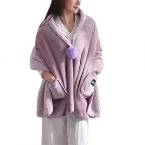 WUUISDNX Cape Polaire Chaude et Confortable pour Femmes, Veste de lit &agrave; Boutons en Polaire Douce avec Poches, en Polyester l&eacute;ger, Rose (Well buy, neuf)