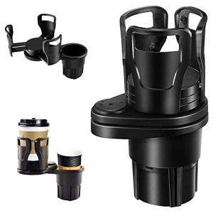 Ruolin Porte Gobelet Voiture, Support de t&eacute;l&eacute;phone Portable 2 en 1 de Voiture Tasse de Boisson Rotation &agrave; 360&deg; T&eacute;lescopique avec sous-Verre Amortissant pour Bouteille d'eau, Canettes de Boisson (Fenglan EU, neuf)