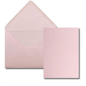 Lot de 50 cartes simples avec enveloppes DIN A6/C6 en rose - 14,8 x 10,5 cm - Sans pli (GUSTAV NEUSER GmbH, neuf)