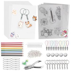 Altdeovk Plastique Fou, A5 Papier Fou pour Le Bricolage, 125 Feuilles Plastique Thermoformable con Crayons Couleur, Perforatrice, Crochets D'oreille, Pince A Cheveux (LingyuShopping, neuf)