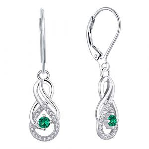 Starnny Boucle d'oreille Femme Argent 925/1000,Boucle d'oreille infini pendantes avec pierre de naissance en Zircone cubique 3A pour Femme (Boormanie Jewellery, neuf)