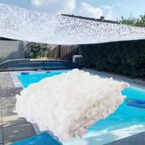 Filet De Camouflage Blanc 210D 2x4m Voile D'ombrage De Pergola De Camping De Chasse Militaire pour La Décoration De Fête De Camping Extérieur Motif Camouflage Protection Jardin Décoratif Filet (XIYLU, neuf)