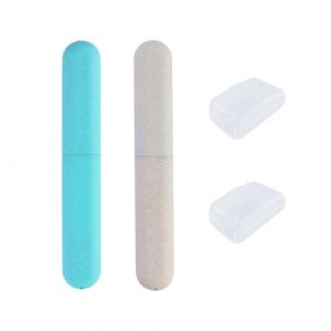 REBECCAGIBSON Lot de 2 &eacute;tuis pour brosse &agrave; dents portable - &Eacute;tui de protection pour brosse &agrave; dents - Respectueux de l'environnement - Convient pour les voyages, la famille (gris et vert) (taiyuanyangyue, neuf)