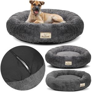 KING DOG lit pour Chien lit Douillet Rond S 50 cm Coussin pour Chien Doux avec Housse en Peluche Coussin int&eacute;rieur Amovible Fond antid&eacute;rapant Lavable (AIO FACTORY GmbH, neuf)