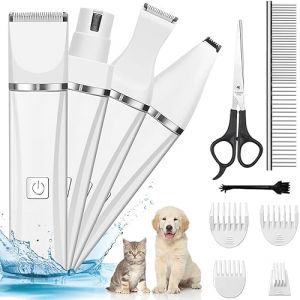 4 en 1 Tondeuse Chien Professionnelle Mini Tondeuse Chat pour Les Poils Emmêlés IPX7 Étanche Outils de Toilettage Sans Fil pour Chiens Tondeuse à Cheveux Tondeuse Patte Chien Entre Coussinets (INTANTES ESGUIOS UNIPESSOAL LDA, neuf)