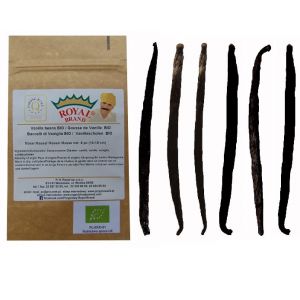 Royal Brand BIO 6 Gousses XL de Vanille Bourbon - Délicieuse Gousse de Vanille XL 16/18cm - Sachet emballage sous vide pour des Gousses de Vanille BIO Toujours Fraîches (Vanilla-Vanille- Shop, neuf)