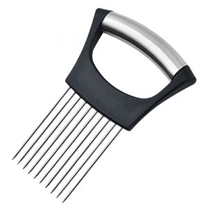Alimentaire Tranche Assistant,Titulaire Trancheuse,Oignon Cutter,Titulaire de L'oignon,Trancheuse Cuisine,Outil de Coupe,Titulaire de L'oignon Fourchette Acier Inoxydable,Viande Légumes Tomate (CUTTY, neuf)