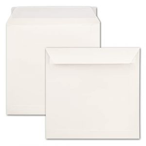 NEUSER PAPIER Lot de 10 enveloppes carrées 22 x 22 cm – Crème – 120 g par m² – Pour occasions très spéciales – Fermeture adhésive avec rabat droit (GUSTAV NEUSER GmbH, neuf)