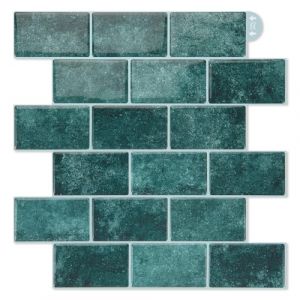 Art3d Lot de 10 autocollants pour carrelage mural - Bleu vert marine - Motif métro - Pour carrelage mural - Cuisine et salle de bain - Version épaissie (Art3d, neuf)