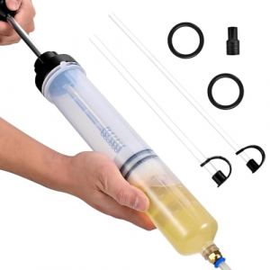 Veszoen Seringue a Huile 500ml Huile Aspiration Seringue, Pompe Vidange Huile Moteur avec 2 Tuyaux et Une Paire D'anneaux en Caoutchouc de Rechange pour Liquide de Frein et Huiles de Transmission (JIAHE08, neuf)