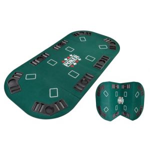 Plateau de Poker Pliable 4 Parties Rectangulaire - Vert - Tapis Poker - Jeu de Cartes et Jetons - Tapis de Poker Pliable avec Porte-Gobelets - Id&eacute;ale sur Table Basse Salon (Rubee Company, neuf)