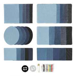 30Pcs Patch Thermocollant Jean, &Eacute;cussons Thermocollants R&eacute;sistants en Coton, R&eacute;paration Pantalon Adulte Enfant, Iron On Patch Compatible V&ecirc;tement, D&eacute;coration R&eacute;paration 6 Tama&ntilde;os 5 Couleurs (XiaoXiangJueXin, neuf)