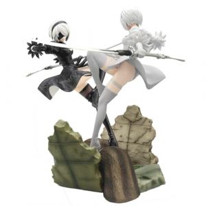 YLEAFUN Yorha2B Lot de 2 figurines d'anime 2B 2Bautomata 24 cm Femme debout avec &eacute;p&eacute;e Sculpture en PVC Mod&egrave;le Collection D&eacute;coration de bureau Jouet de voiture (yeejie, neuf)