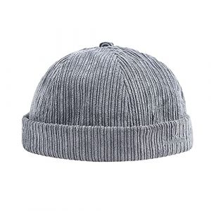 YAMEE Bob Homme Docker Bonnet Femme Casquette Neuf Urban Style Bord Roulé rétro Travailleur Marin Unique Street décontracté Brimless Chapeau (One Size 56-58cm) (YAMEE, neuf)