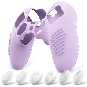 playvital Coque Protection pour ps5 Edge Manette,Housse Silicone avec 6 Capuchon Joystick pour ps5 Edge Controller Cover Skin,Anti-Dérapante Accessoire-Mauve,3D Studded Edition (Game Skindecal Store, neuf)