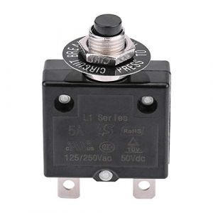 Disjoncteur Interrupteur thermique de réinitialisation, 125-250V AC 50V DC Disjoncteur à bouton-poussoir de protection contre les surcharges de courant(18 ampères) (Letaer, neuf)