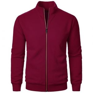 Sweat Sans Capuche Couleur Unie Zippé Col Montant Homme - Veste Sweatshirt Cardigan Hiver Sportswear Manteau Blouson Mi-Saison Pull Col Roulé Demi-Fermeture Éclair (yangmingmingamz, neuf)