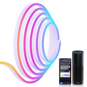 Aurevita Bande LED Néon RGB IC, Bande LED Tube WiFi pour Mur, Bande Extérieure, Contrôle par Application via Alexa, Synchronisation Musicale pour Décoration de Salle de Jeux (RGB IC-10 m) (Aurevita, neuf)