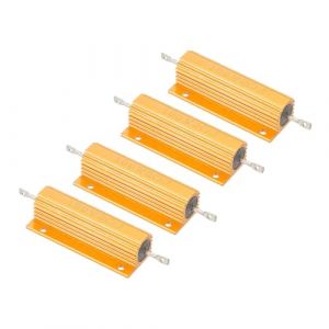 PATIKIL 100W 2 Ohm R&eacute;sistance de Coque en Aluminium, 4 Pcs R&eacute;sistance de Bo&icirc;tier en Aluminium R&eacute;sistance de Puissance &agrave; Vis de Tol&eacute;rance de 5%, Dor&eacute; (PATIKIL UK, neuf)