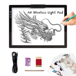 TOHETO A4 Rechargeable Tablette Lumineuse Diamond Painting avec Support Innovant et clip supérieur,Table Lumineuse Dessin, Uminosité Réglable Tableau Tumineux, LED Tables à Dessin Lumineuse (Noir) (TOHETO FR, neuf)