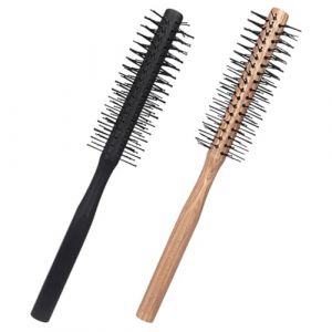 Housoutil Lot de 2 Brosses &agrave; Cheveux Boucl&eacute;s Rondes en Bois Naturel Manche Fin Ergonomique Picots Lisses Antin&oelig;uds Brosse D&eacute;m&ecirc;lante pour Brushing et Coiffage &agrave; Domicile Adapt&eacute;e Cheveux (Entertainment First, neuf)